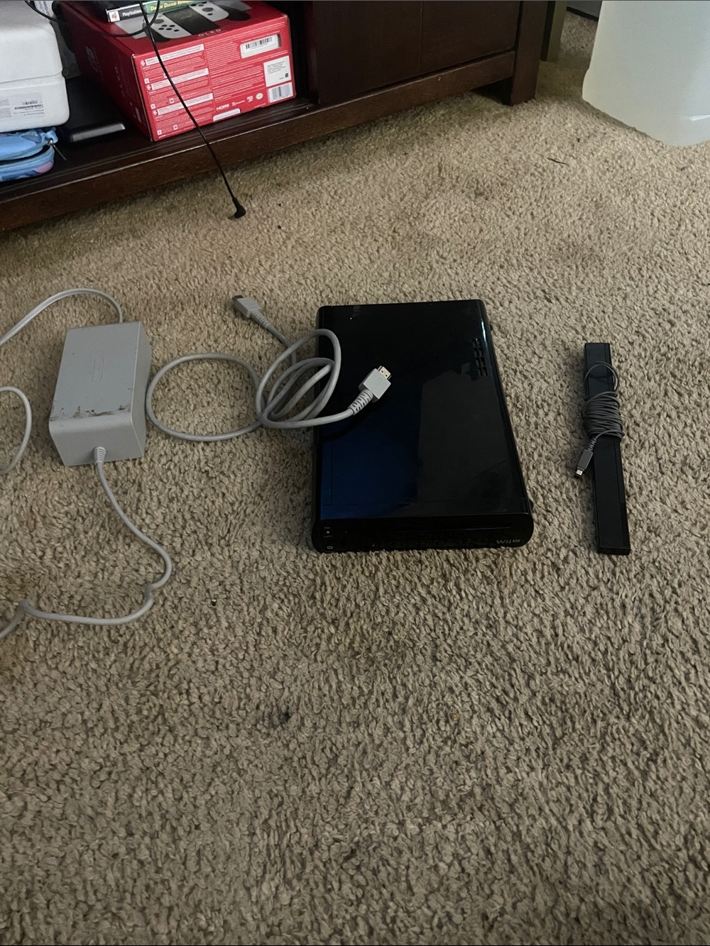 Nintendo Black Wii Console with Sensor Bar and Power Adapter for parts